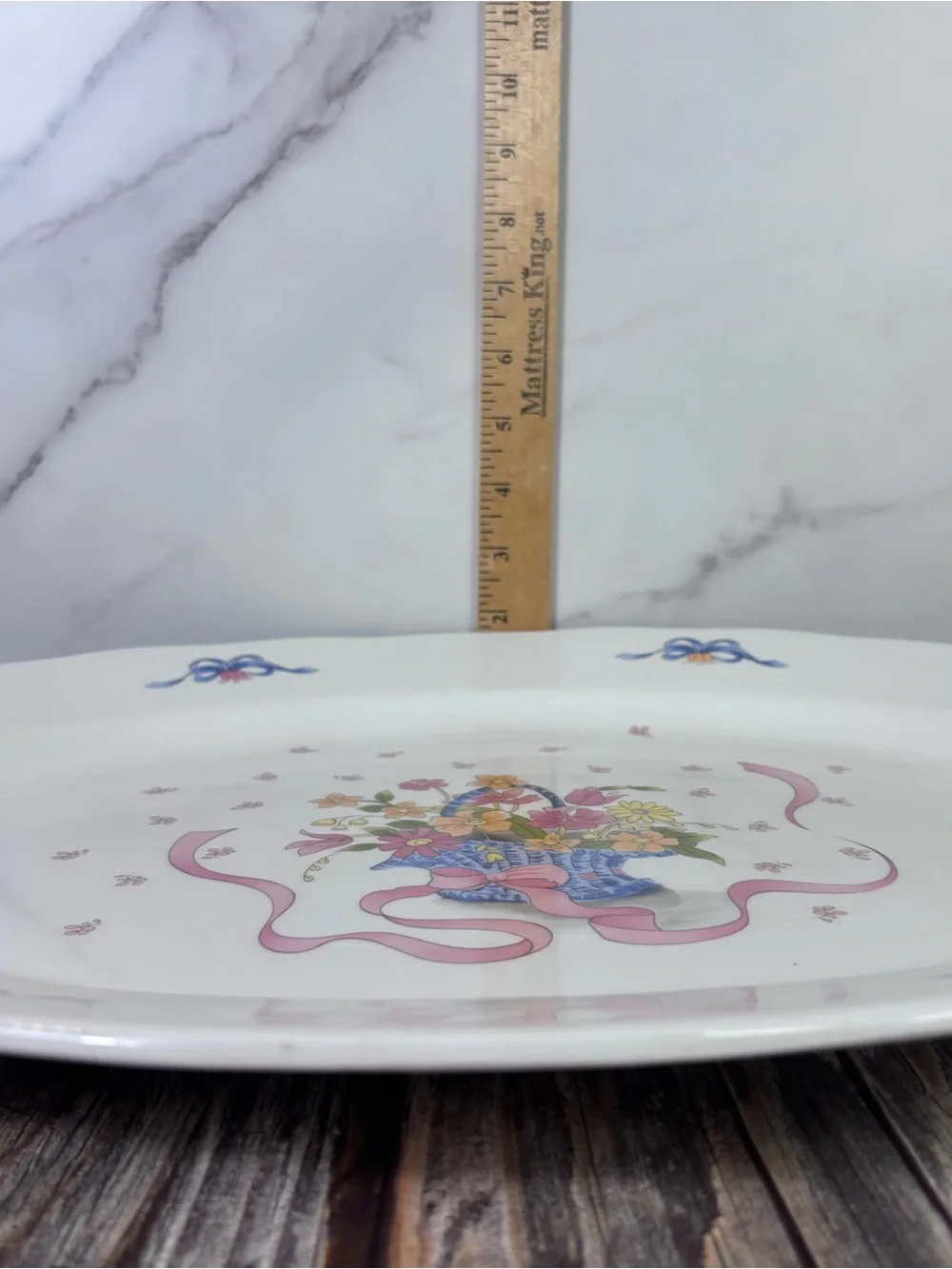 Vtg Oval Serving Platter | Victorian Floral Basket | Cottagecore Granny Romantic